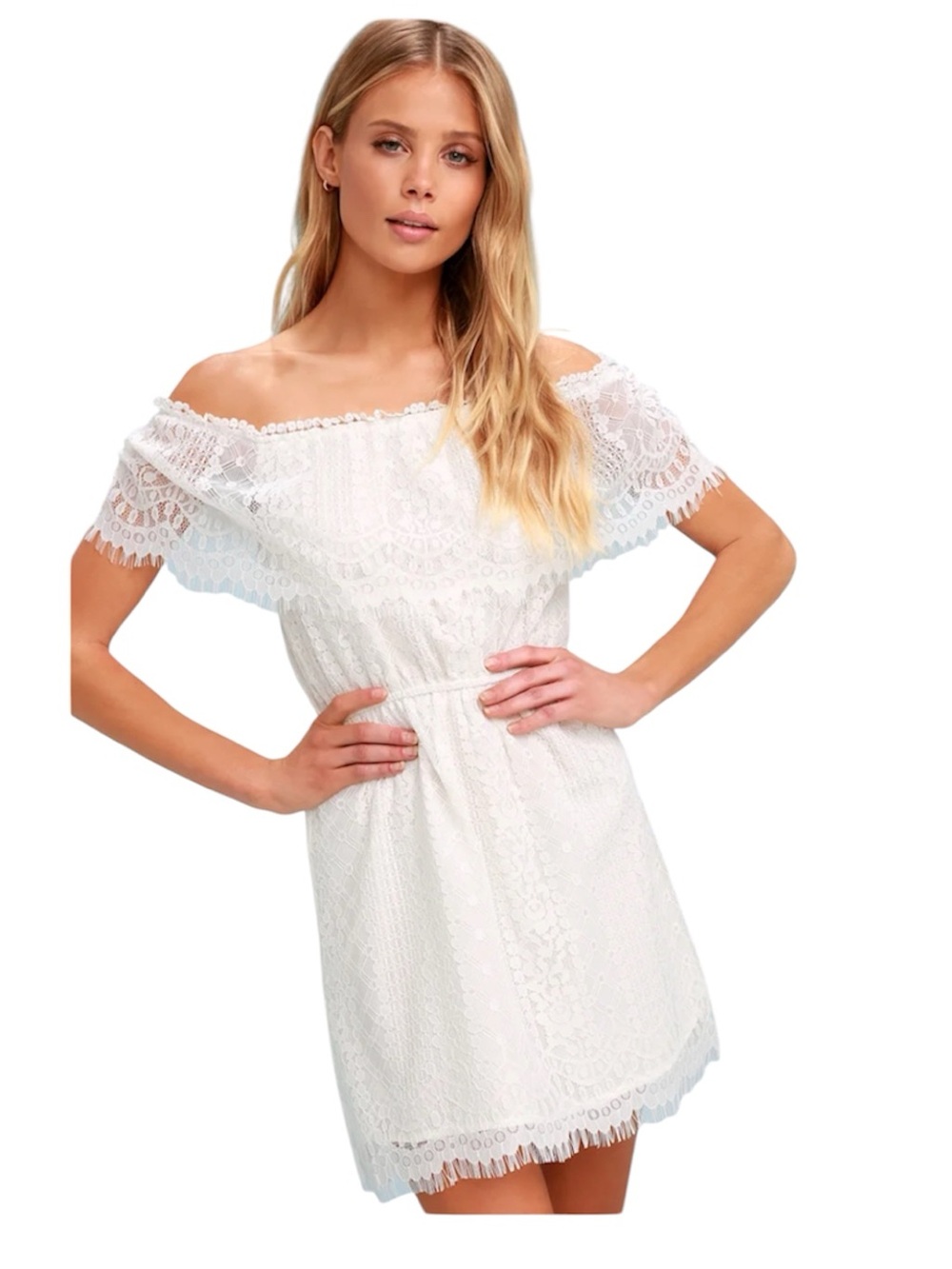 Charlotte Russe White Lace Floral Dress Graduation Sorority Initiation Medium